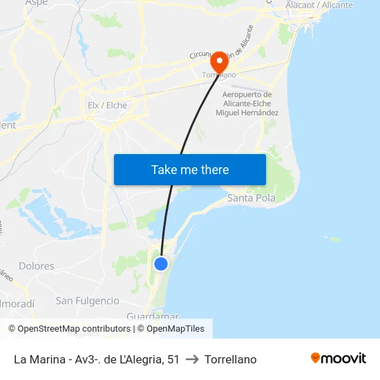 La Marina - Av3-. de L'Alegria, 51 to Torrellano map