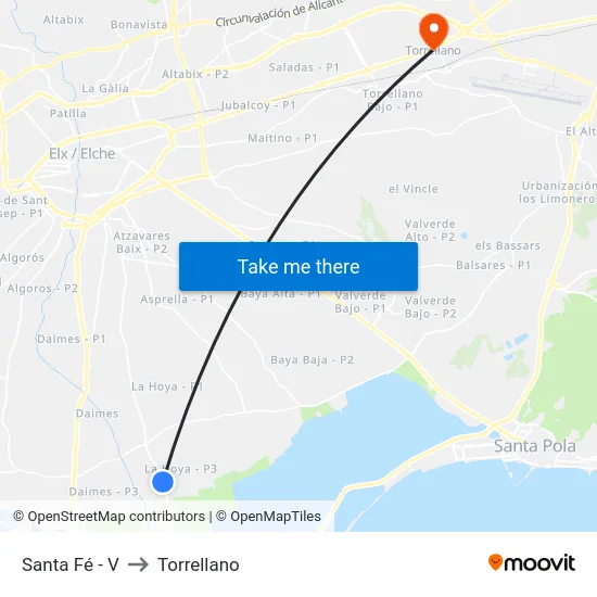 Santa Fé - V to Torrellano map
