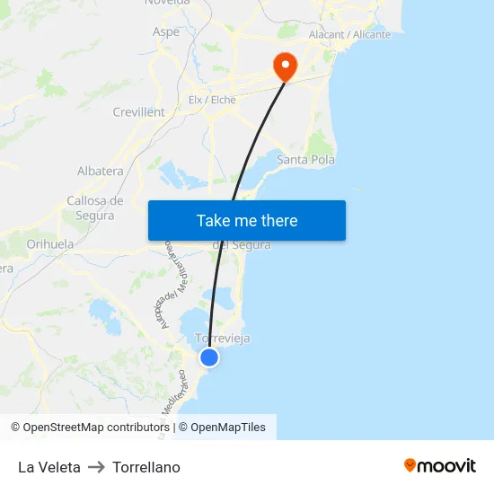 La Veleta to Torrellano map