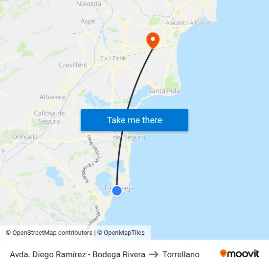 Avda. Diego Ramírez - Bodega Rivera to Torrellano map