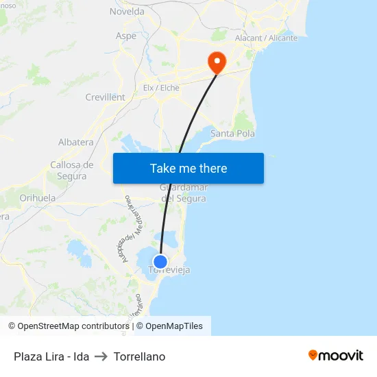 Plaza Lira - Ida to Torrellano map