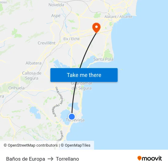 Baños de Europa to Torrellano map