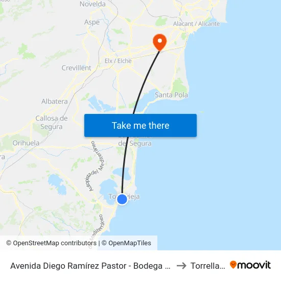 Avenida Diego Ramírez Pastor - Bodega Rivera to Torrellano map