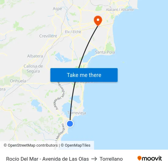 Rocío Del Mar - Avenida de Las Olas to Torrellano map