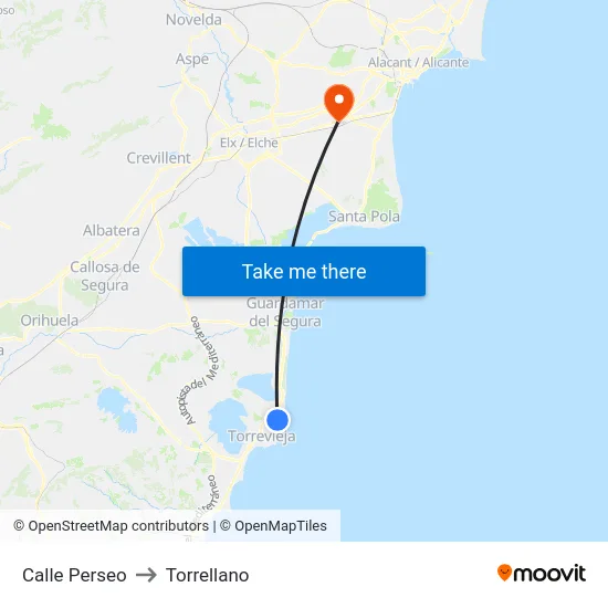 Calle Perseo to Torrellano map