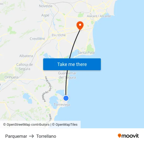 Parquemar to Torrellano map