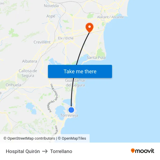 Hospital Quirón to Torrellano map