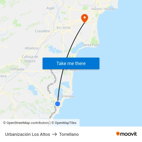 Urbanización Los Altos to Torrellano map