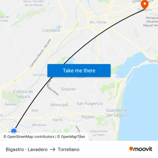 Bigastro - Lavadero to Torrellano map
