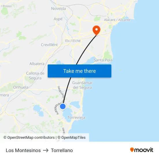 Los Montesinos to Torrellano map