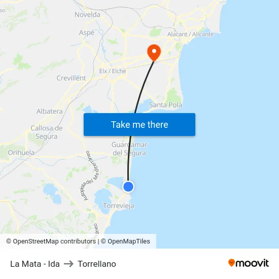 La Mata - Ida to Torrellano map