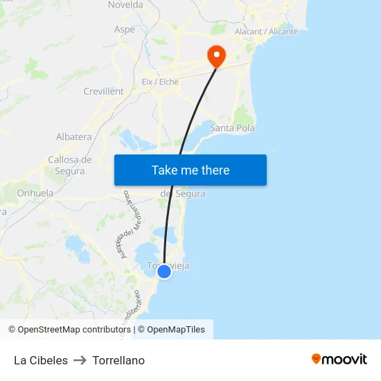 La Cibeles to Torrellano map