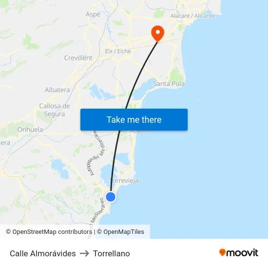 Calle Almorávides to Torrellano map