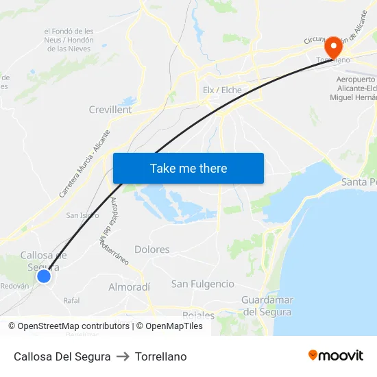 Callosa Del Segura to Torrellano map