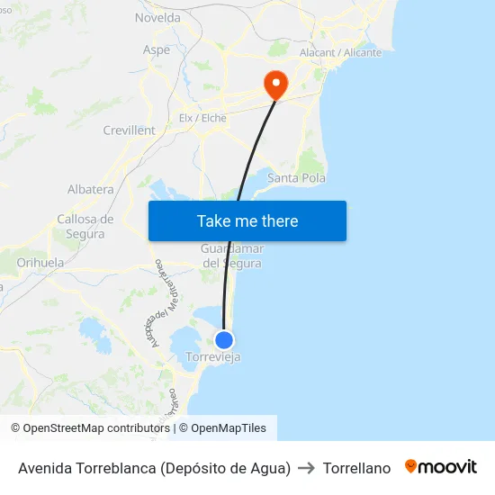 Avenida Torreblanca (Depósito de Agua) to Torrellano map