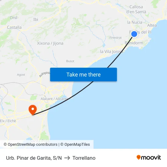 Urb. Pinar de Garita, S/N to Torrellano map