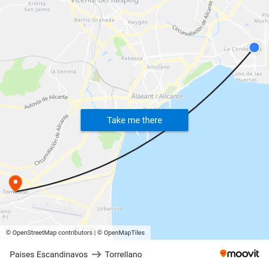 Paises Escandinavos to Torrellano map