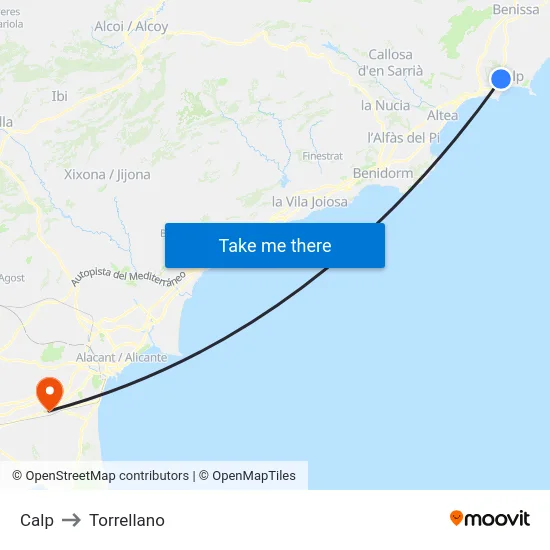Calp to Torrellano map