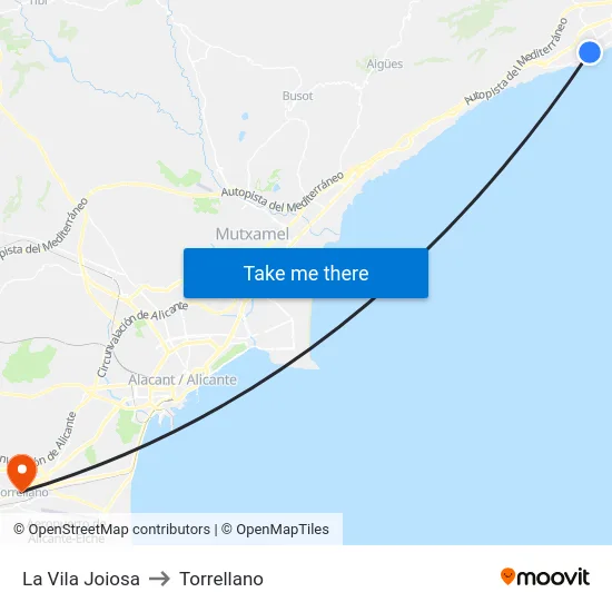 La Vila Joiosa to Torrellano map