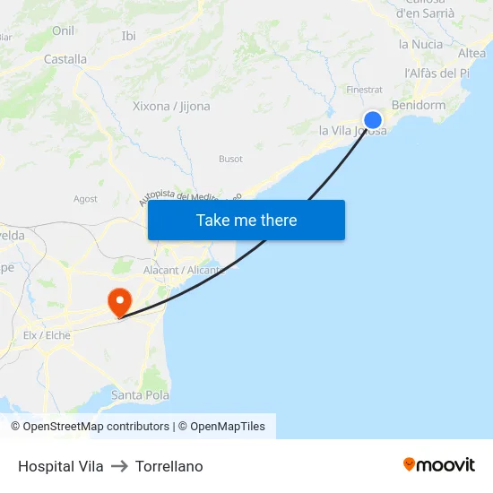 Hospital Vila to Torrellano map