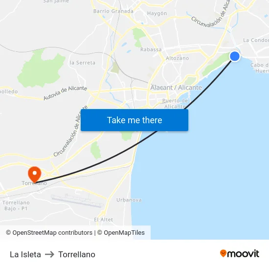La Isleta to Torrellano map