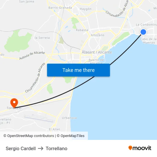 Sergio Cardell to Torrellano map