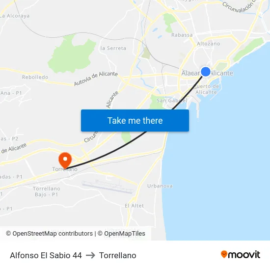 Alfonso El Sabio 44 to Torrellano map