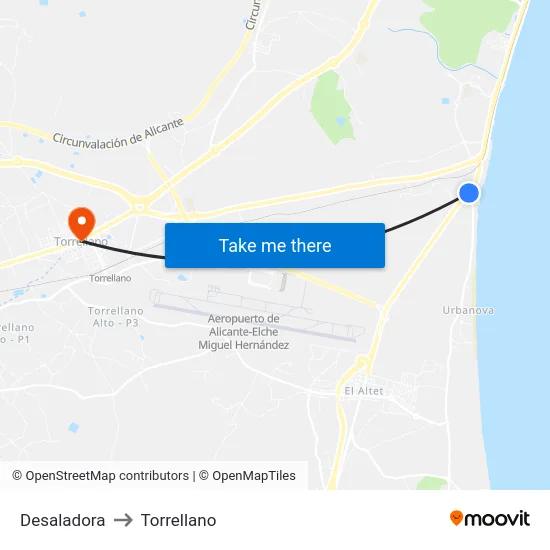 Desaladora to Torrellano map