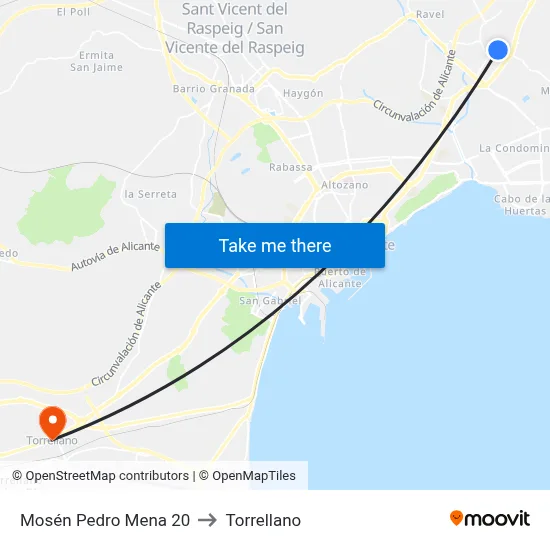 Mosén Pedro Mena 20 to Torrellano map