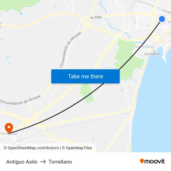 Antiguo Asilo to Torrellano map