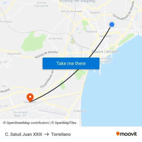 C. Salud Juan XXIII to Torrellano map