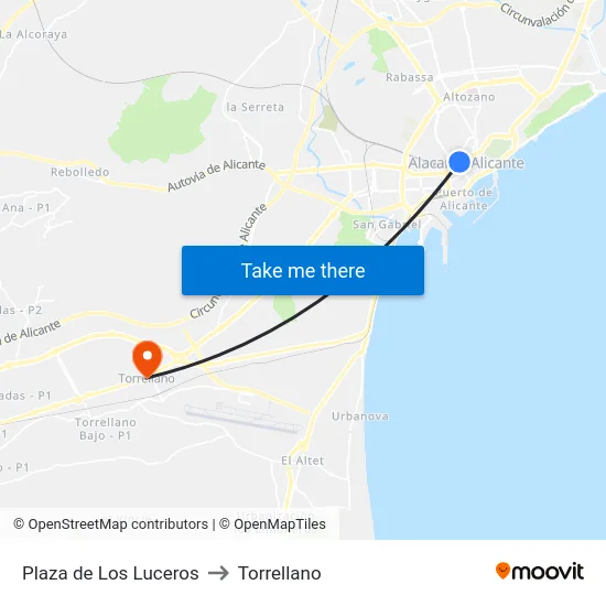 Plaza de Los Luceros to Torrellano map
