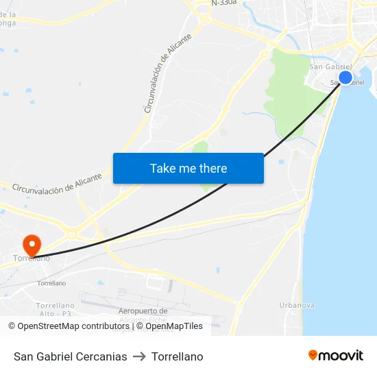 San Gabriel Cercanias to Torrellano map