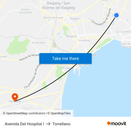 Avenida Del Hospital I to Torrellano map