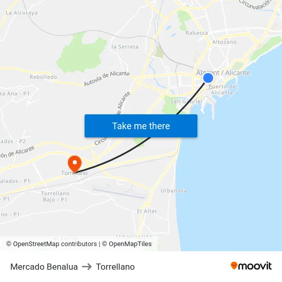 Mercado Benalua to Torrellano map