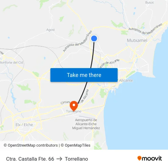 Ctra. Castalla Fte. 66 to Torrellano map