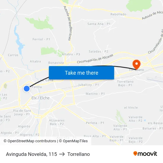 Avinguda Novelda, 115 to Torrellano map