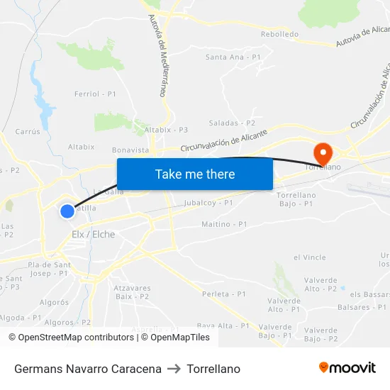 Germans Navarro Caracena to Torrellano map