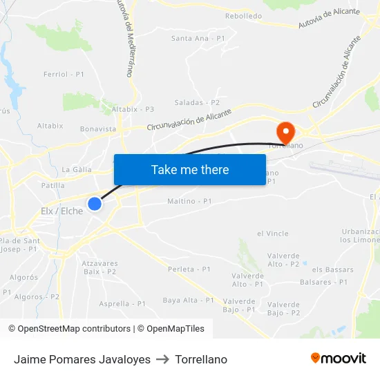 Jaime Pomares Javaloyes to Torrellano map