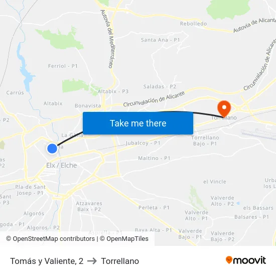 Tomás y Valiente, 2 to Torrellano map