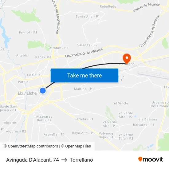 Avinguda D'Alacant, 74 to Torrellano map