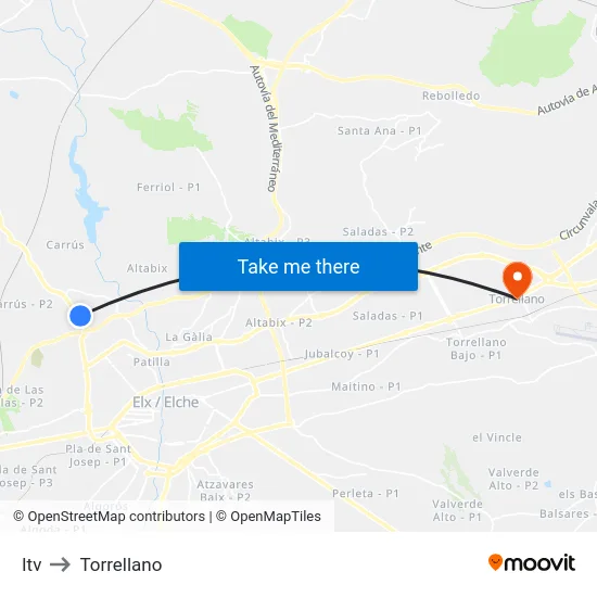 Itv to Torrellano map