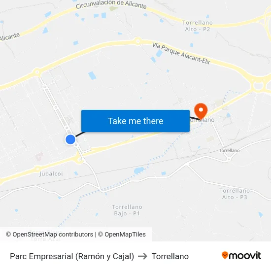 Parc Empresarial (Ramón y Cajal) to Torrellano map