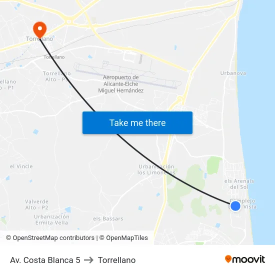 Av. Costa Blanca 5 to Torrellano map