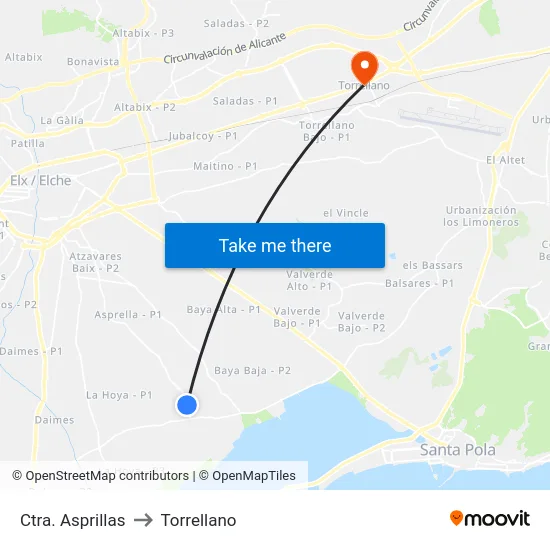 Ctra. Asprillas to Torrellano map