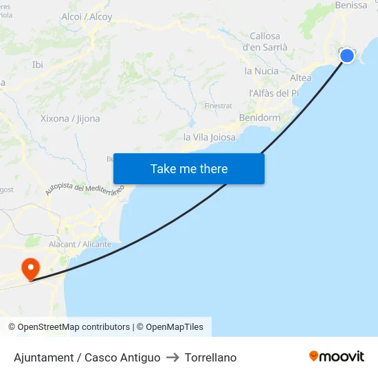 Ajuntament / Casco Antiguo to Torrellano map