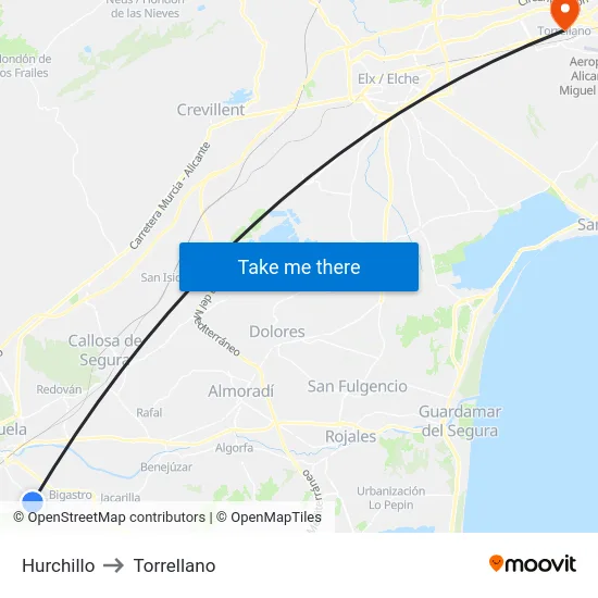 Hurchillo to Torrellano map