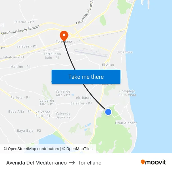 Avenida Del Mediterráneo to Torrellano map