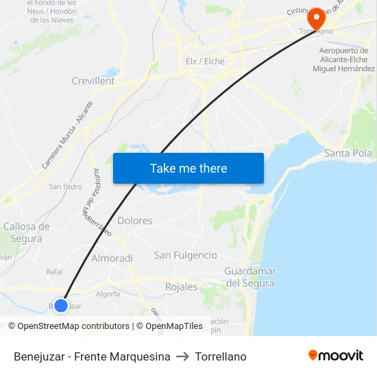 Benejuzar - Frente Marquesina to Torrellano map