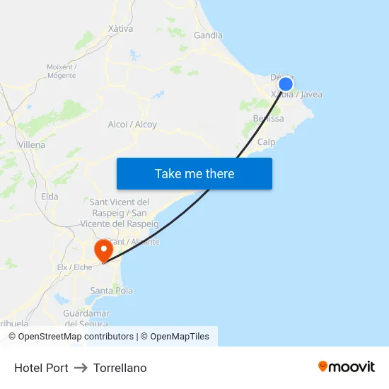 Hotel Port to Torrellano map